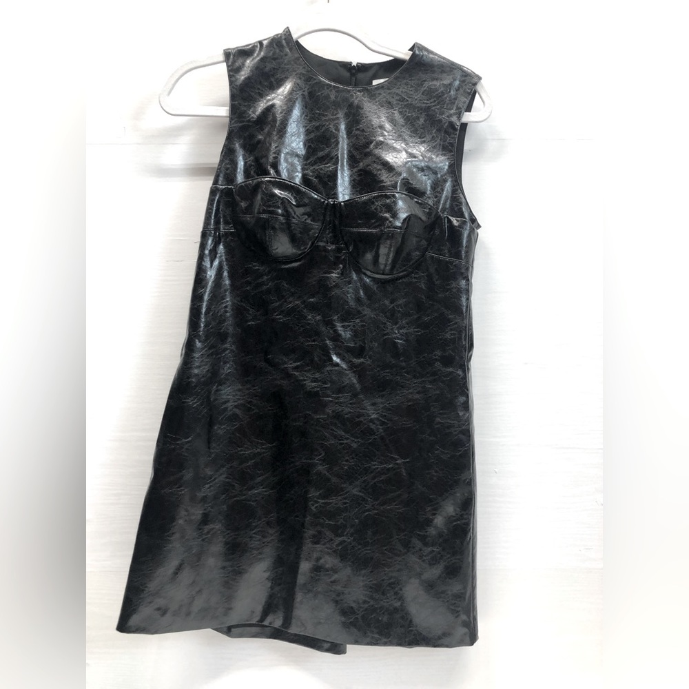 Aknvas faux leather mini dress, black, NWOT